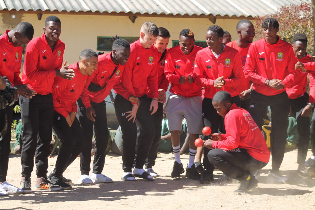 Team Zimbabwe UK dancing to some traditional songs at Chigwedere Primary School