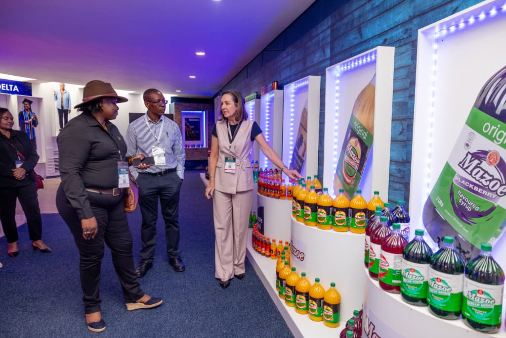 United State of America Ambassador Pamela Tremont visiting the Delta Corporation exhibition stand at the ongoing Zimbabwe International Trade Fair (ZITF) in Bulawayo....pic courtesy of Delta Corporation